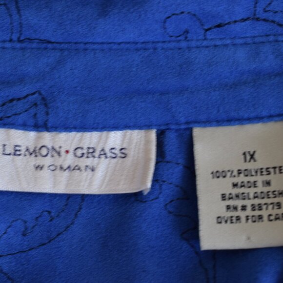 Plus size Vintage 90s Blue‎ Polyester Embroidered Shirt size 1X - Picture 10 of 10